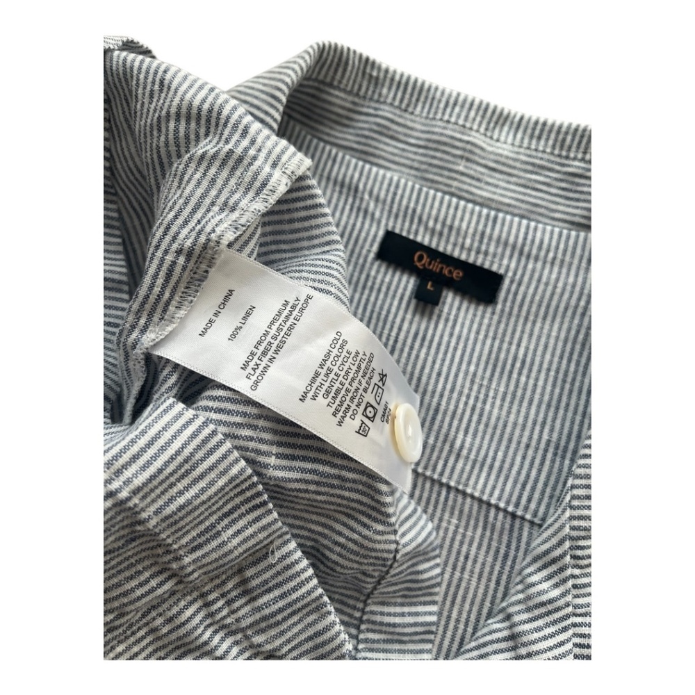 Quince Linen Striped Midi Dress with Belt Size Large - Picture 5 of 5